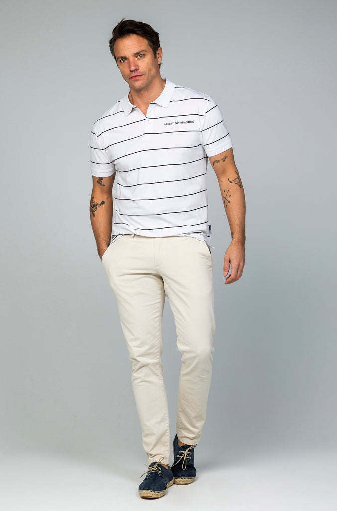 Polo Tricot Raya Marino Fondo Blanco