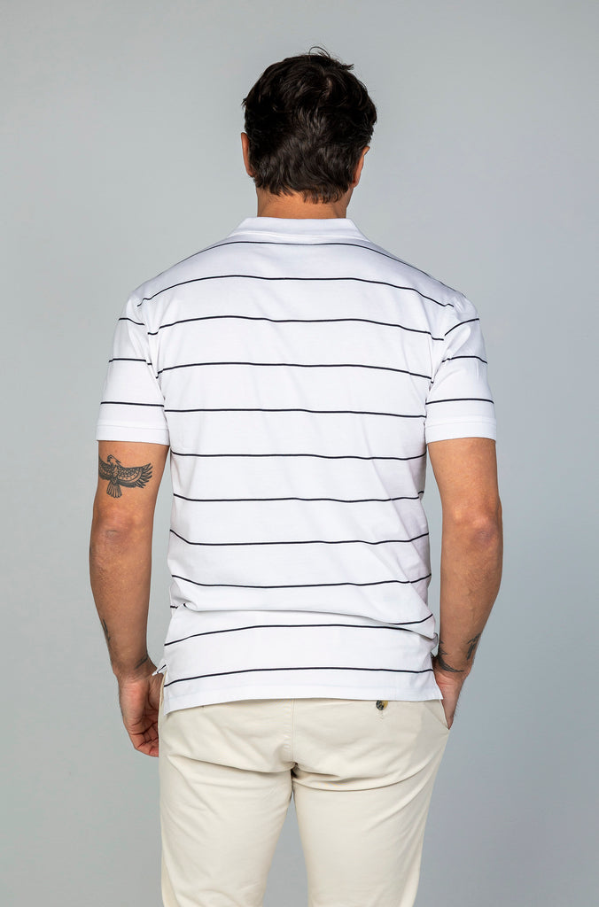 Polo Tricot Raya Marino Fondo Blanco