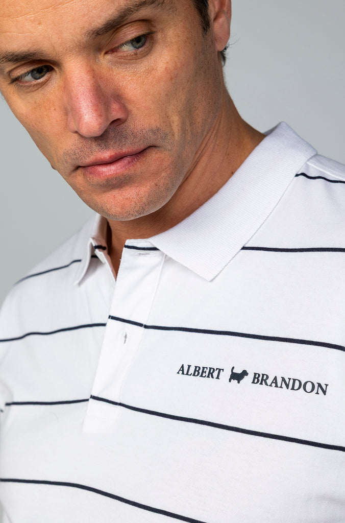 Polo Tricot Raya Marino Fondo Blanco