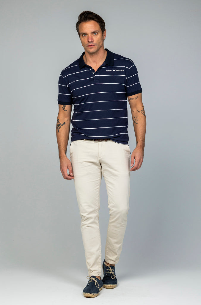 Polo Tricot Raya Blanca Fondo Marino