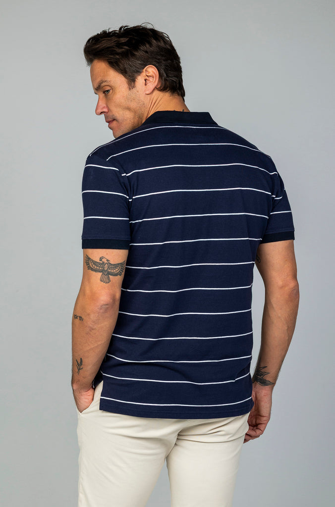 Polo Tricot Raya Blanca Fondo Marino