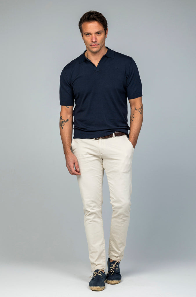 Polo Fino Tricot Botones Marino