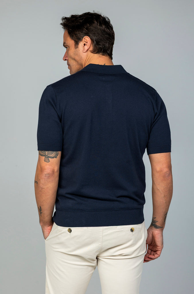 Polo Fino Tricot Botones Marino