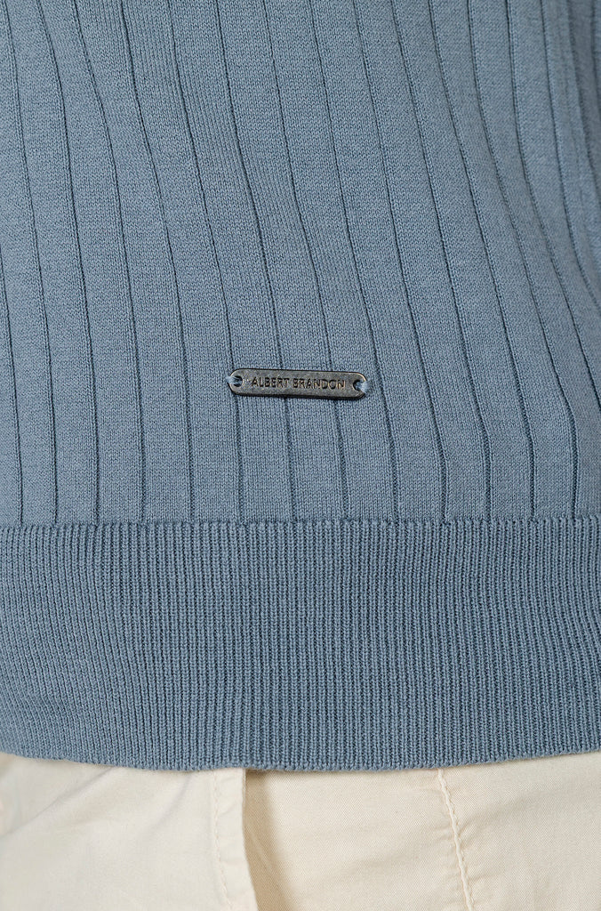 Polo tricot Canalé Azul Soft