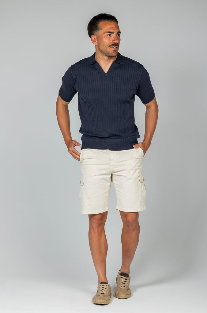 Polo Tricot Canalé Marino