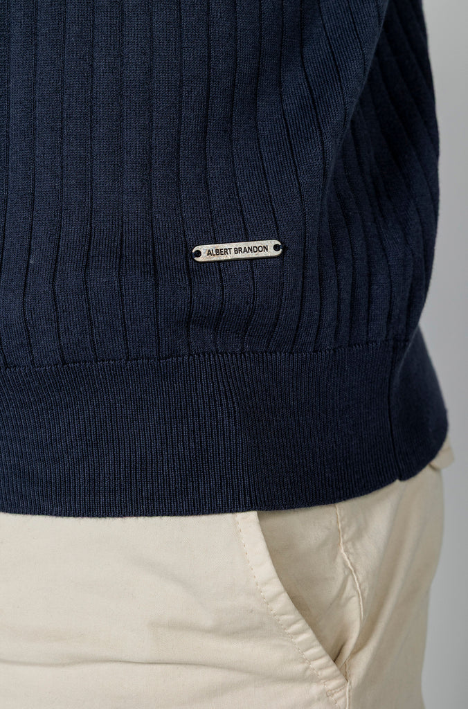 Polo Tricot Canalé Marino