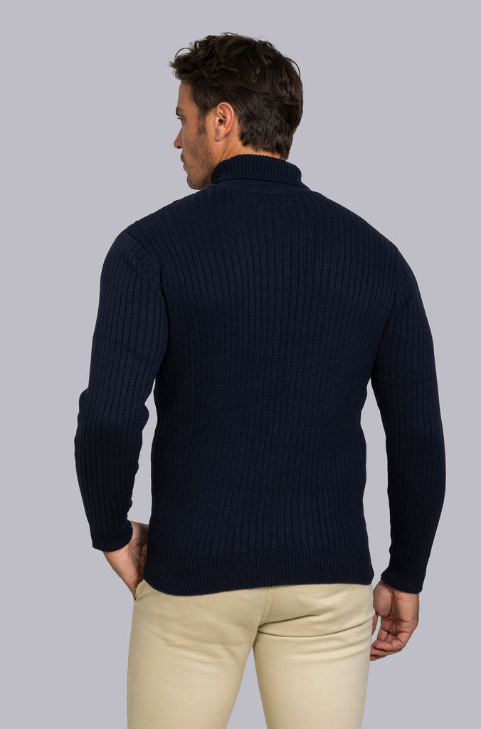 Suéter Dublín Espiga Cuello Cisne Azul Marino