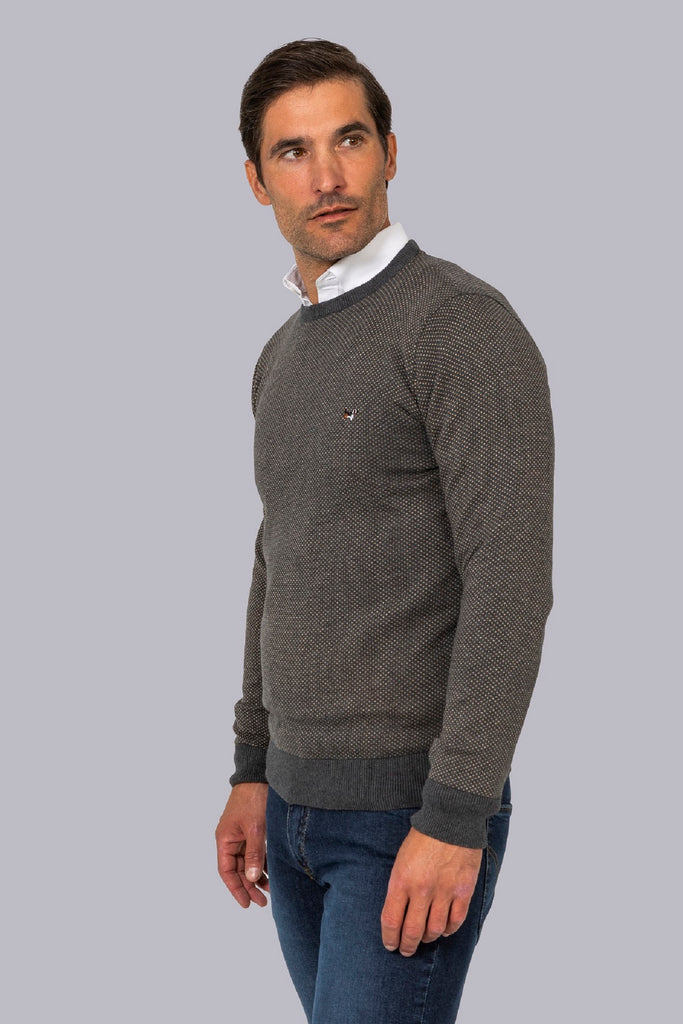 Suéter Cuello Redondo Jaspeado Melange