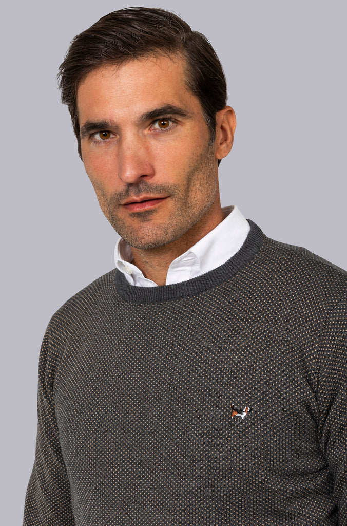 Suéter Cuello Redondo Jaspeado Melange