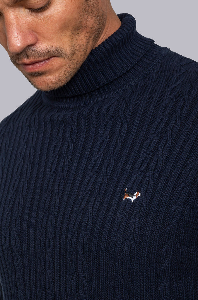Suéter Dublín Espiga Cuello Cisne Azul Marino