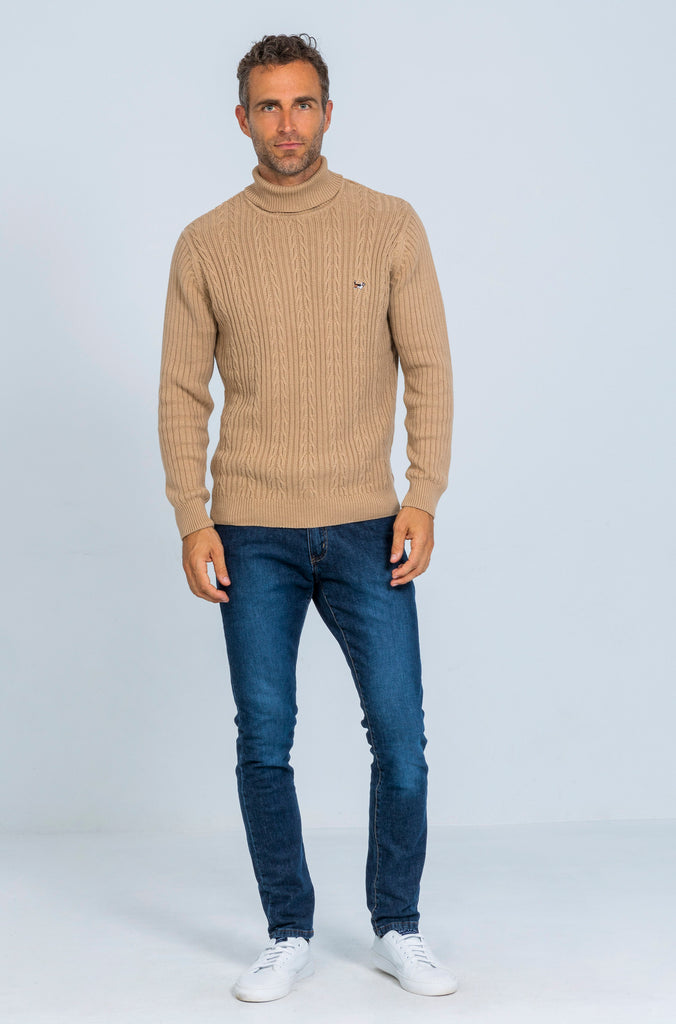 Suéter Dublín Espiga Cuello Cisne Beige