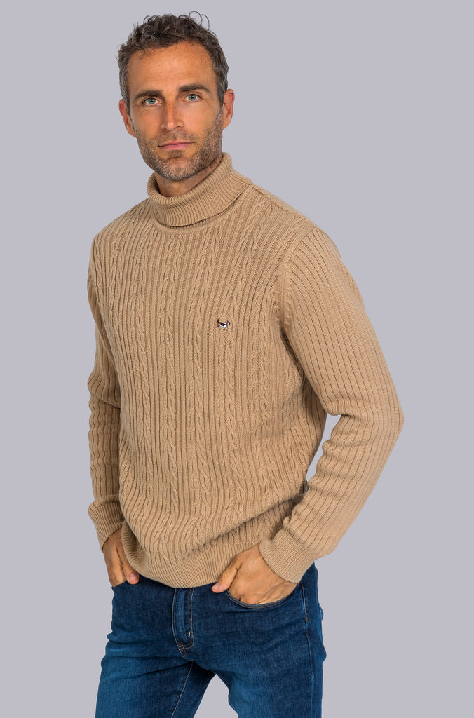 Suéter Dublín Espiga Cuello Cisne Beige