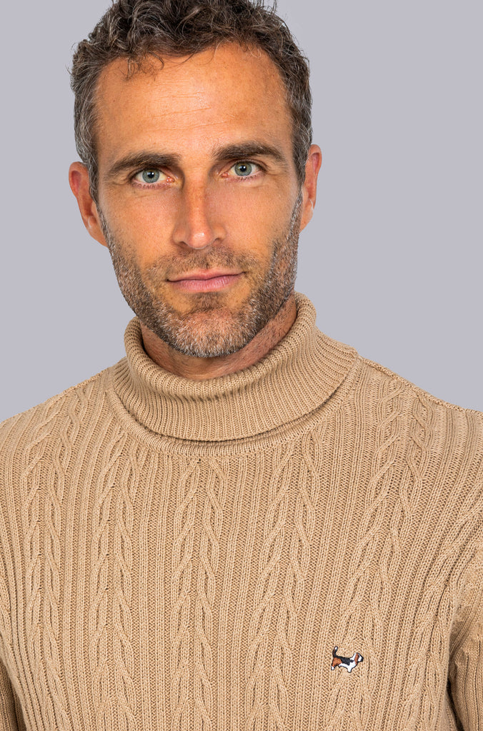 Suéter Dublín Espiga Cuello Cisne Beige