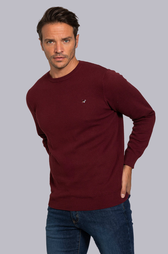 Suéter Cuello Redondo Granulado Granate