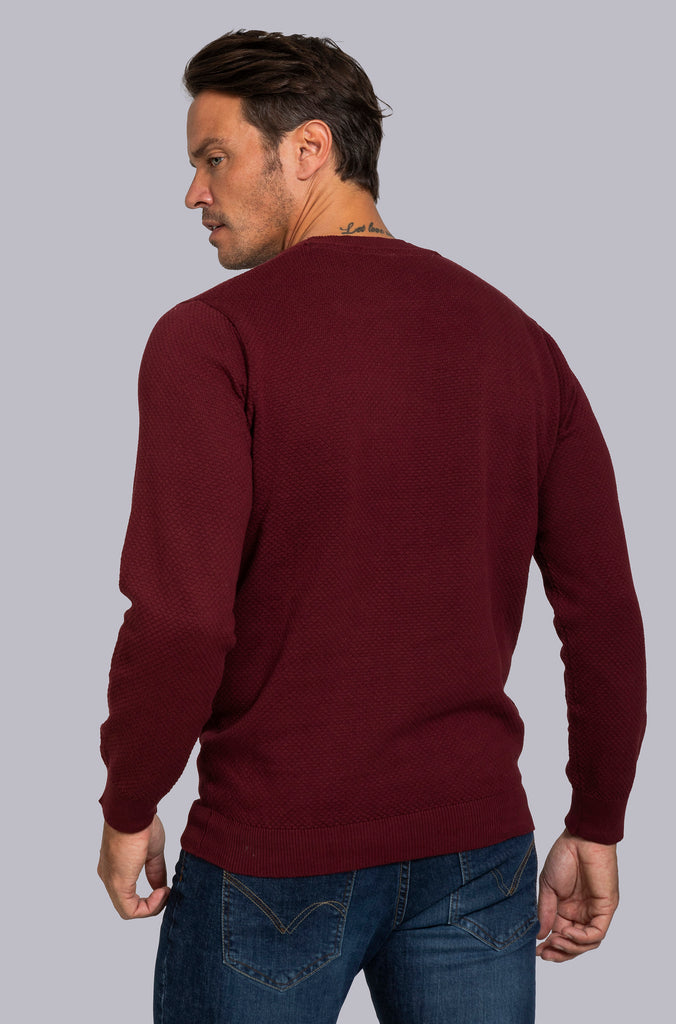 Suéter Cuello Redondo Granulado Granate
