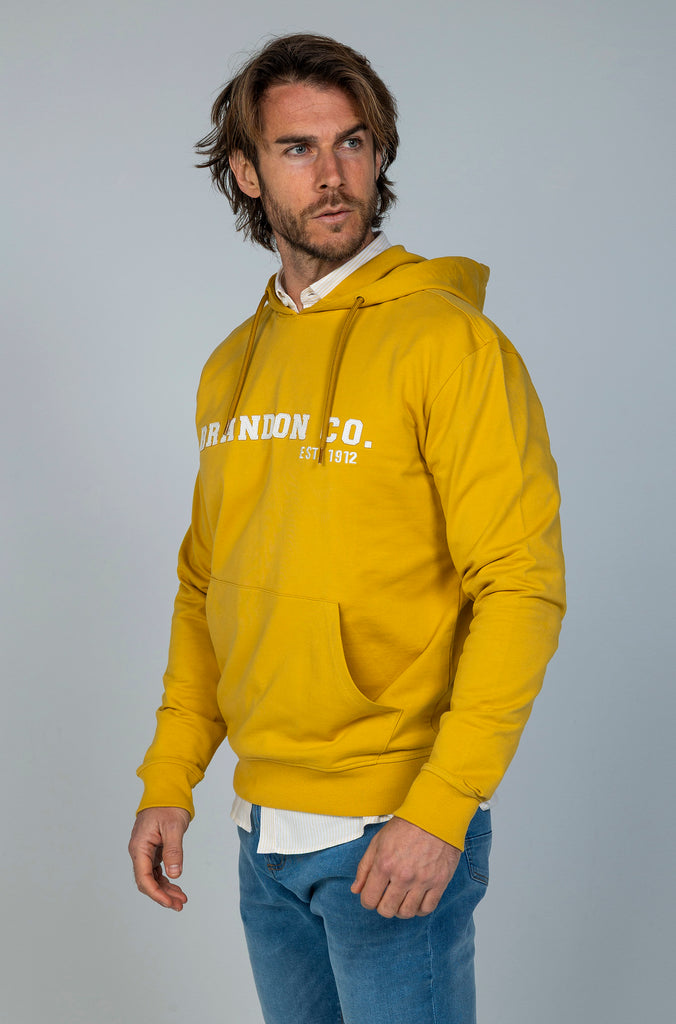 Sudadera Lettering Mostaza Capucha