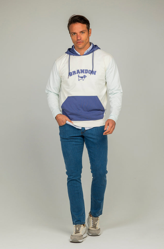 Sudadera Multicolor con Capucha Crema