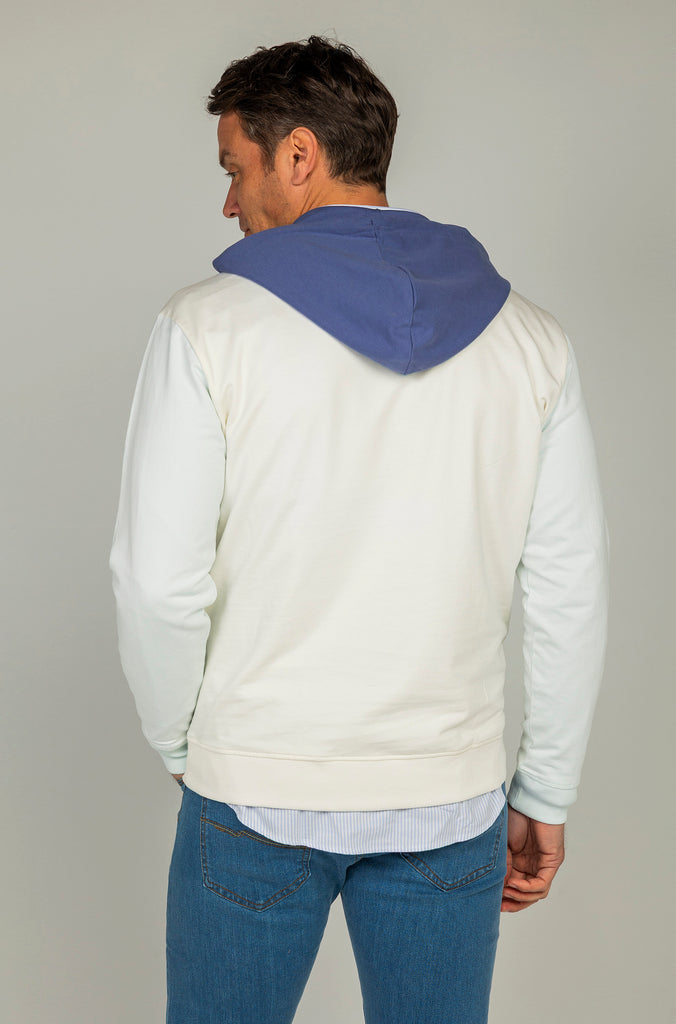 Sudadera Multicolor con Capucha Crema