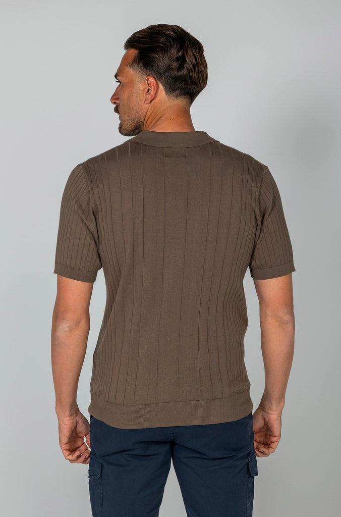 Polo Tricot Doble Canalé Marrón