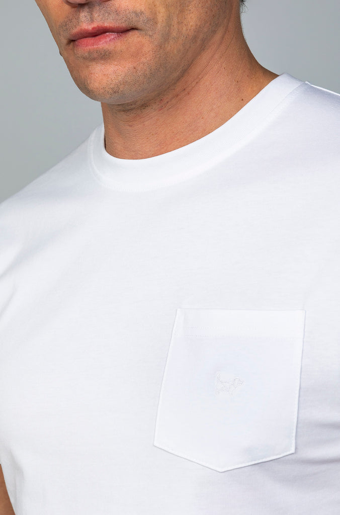 Camiseta Básica Con Bolsillo Blanca
