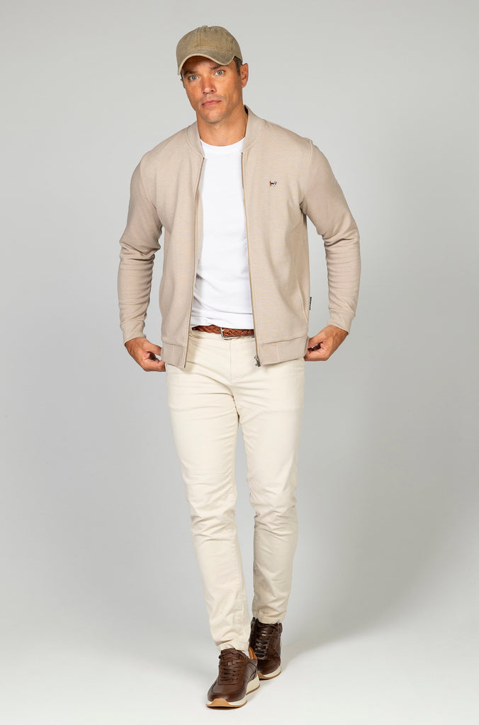 Sudadera bomber cremallera bolsillo crema