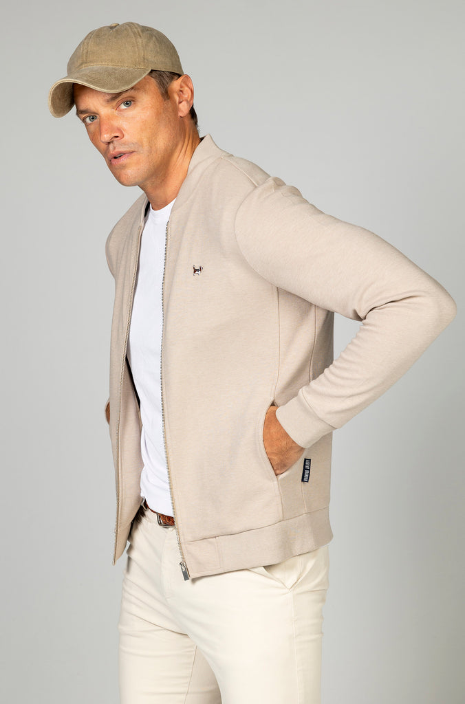 Sudadera bomber cremallera bolsillo crema