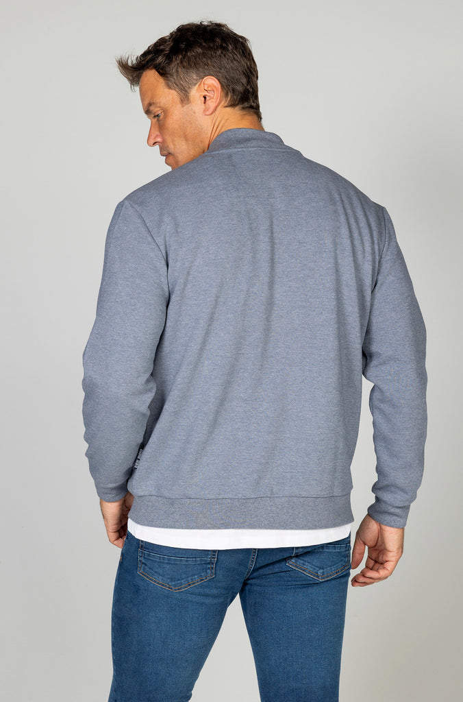 Sudadera bomber cremallera bolsillo azul medio