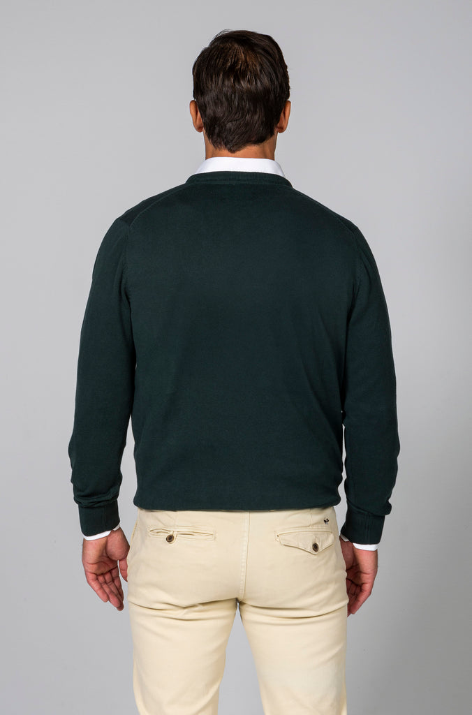 Pack jersey cuello pico color verde botella y coral