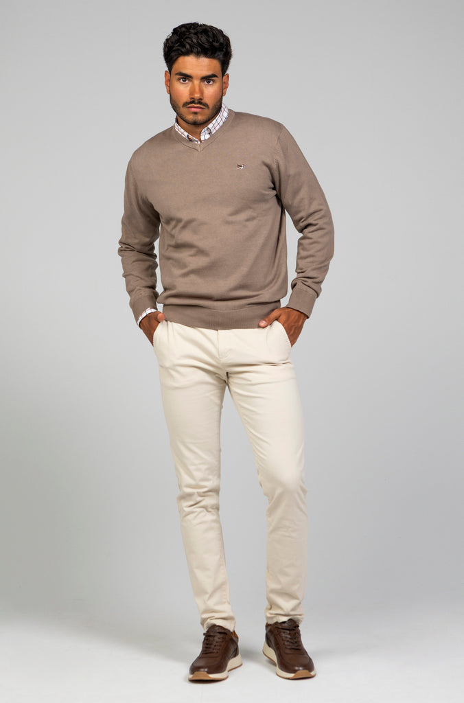 Pantalón Chino Elástico Custom Crudo