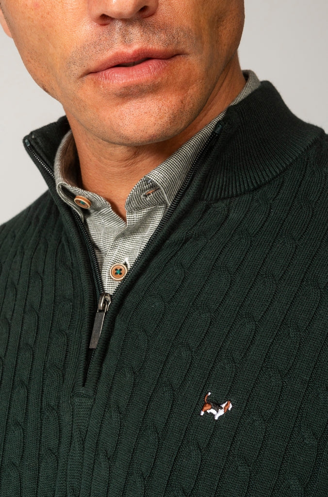 Jersey Belfast Zipper Cadenas Verde Botella