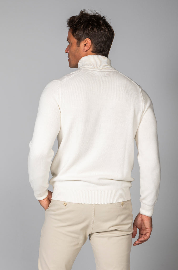 Jersey Trenzado Cuello Cisne Blanco Roto