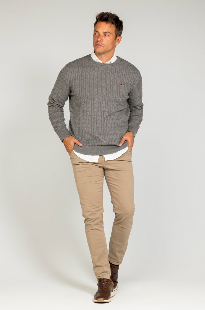 Jersey Ochos Cuello Caja Gris Medio