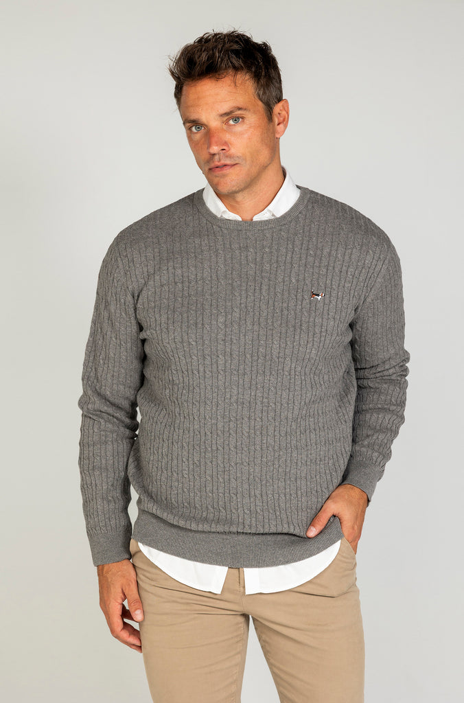 Jersey Ochos Cuello Caja Gris Medio
