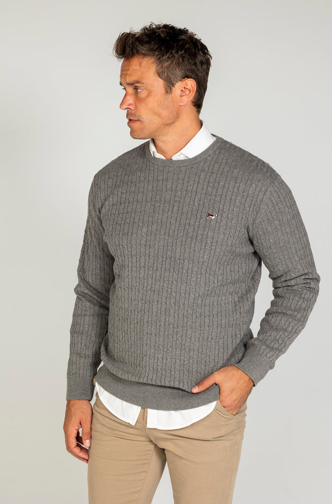 Jersey Ochos Cuello Caja Gris Medio