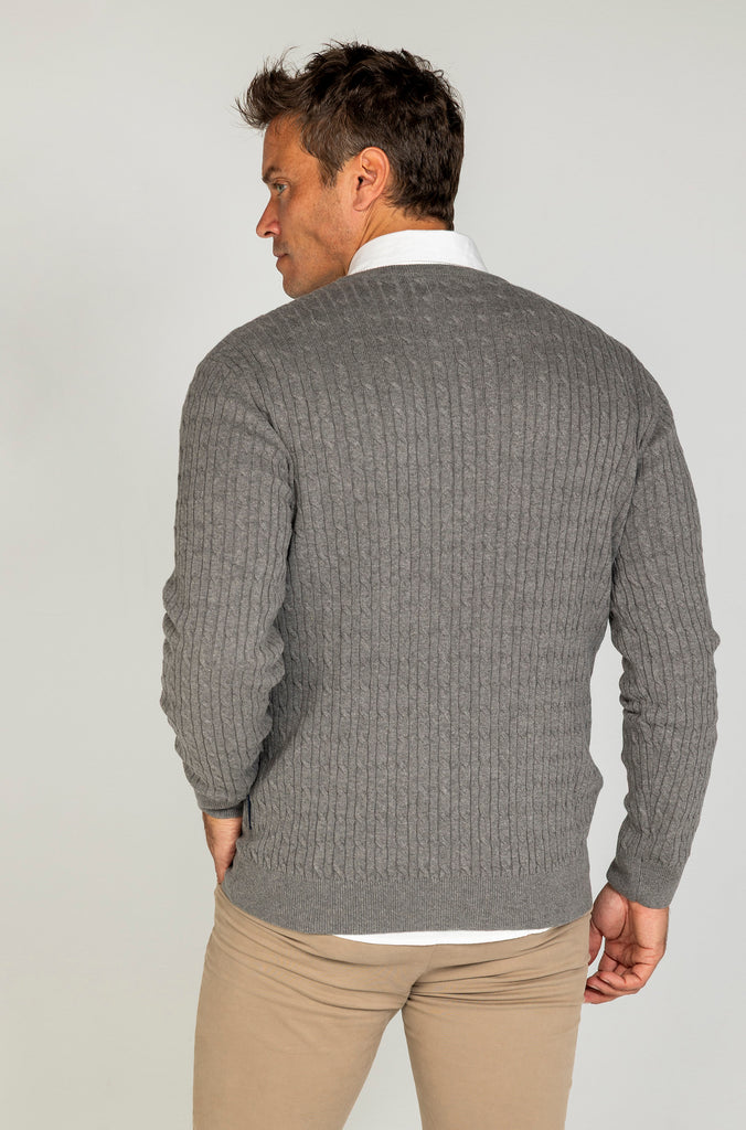 Jersey Ochos Cuello Caja Gris Medio
