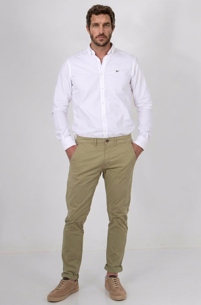Pantalón Básico Elástico Verde Bajo