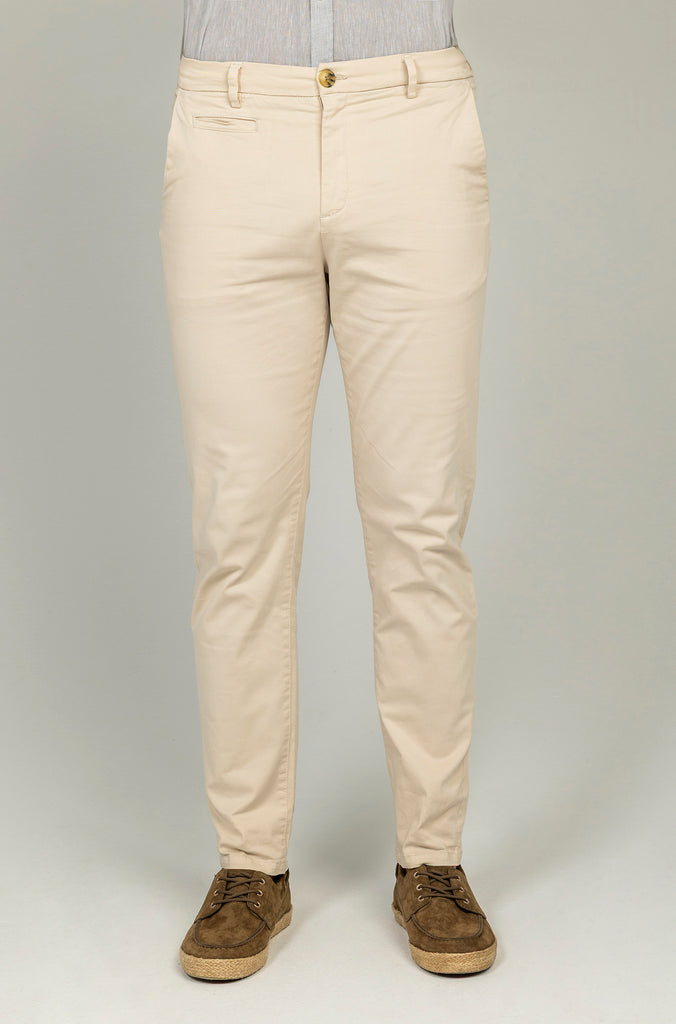 Pantalón Chino Elástico Regular Piedra