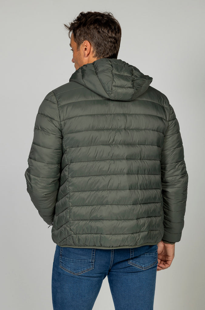 Plumífero Técnico Verde Con Capucha