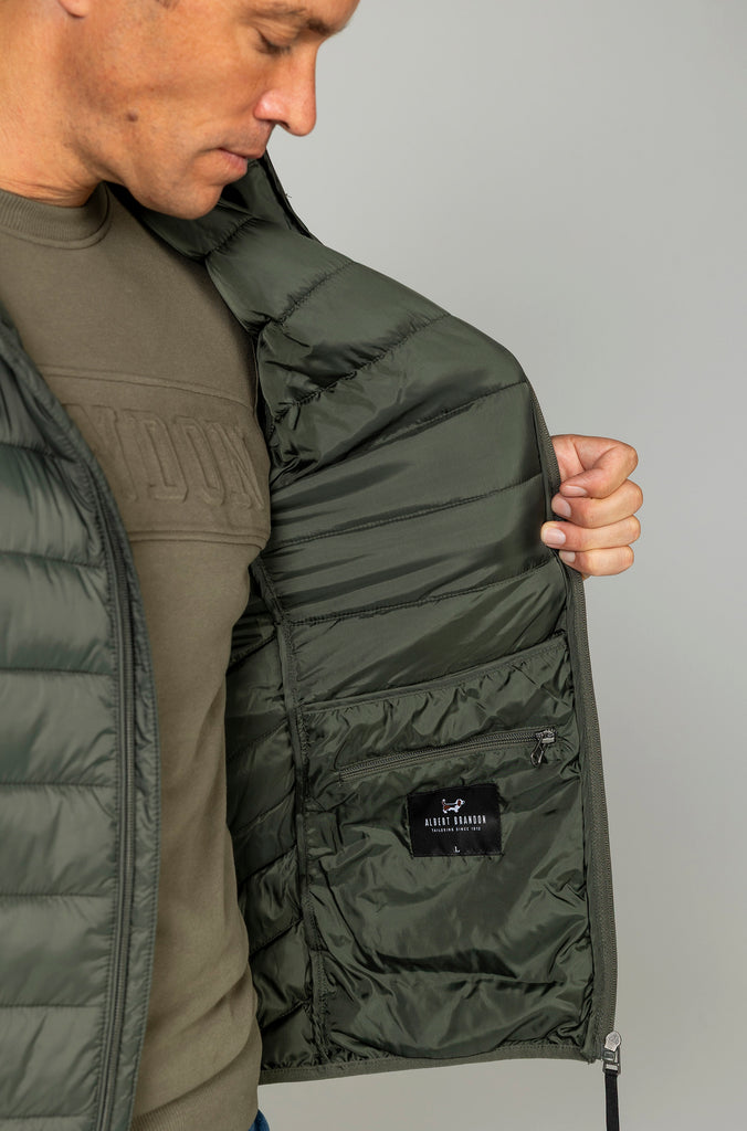 Plumífero Técnico Verde Con Capucha