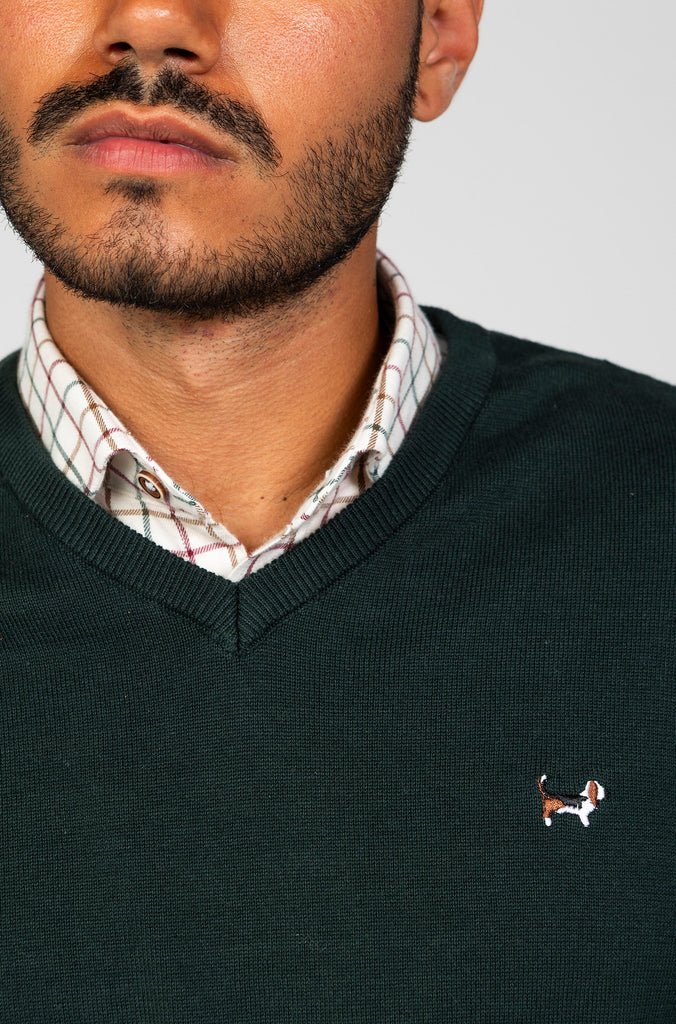 Jersey Básico Cuello Pico Verde Botella