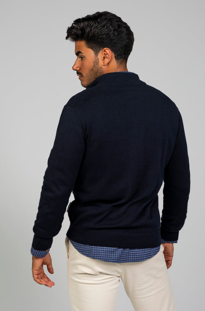 Jersey Perlado Cuello Zipper Marino