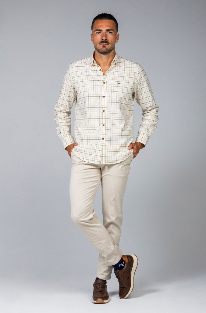Camisa Viella Perchada Fondo Crema