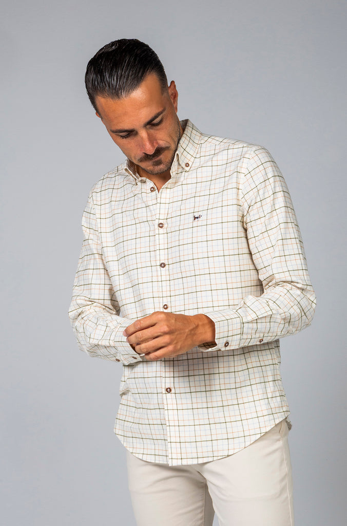 Camisa Viella Perchada Fondo Crema