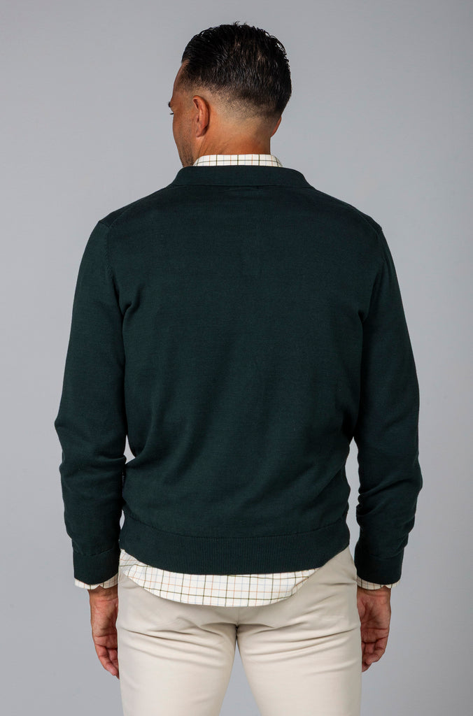 Jersey Básico Cuello Polo Verde Botella