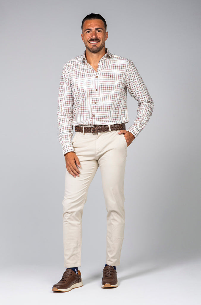 Camisa Franela Sport Cuadros Granate