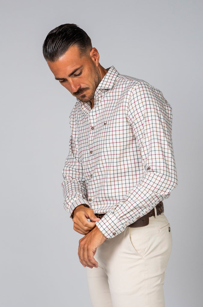 Camisa Franela Sport Cuadros Granate