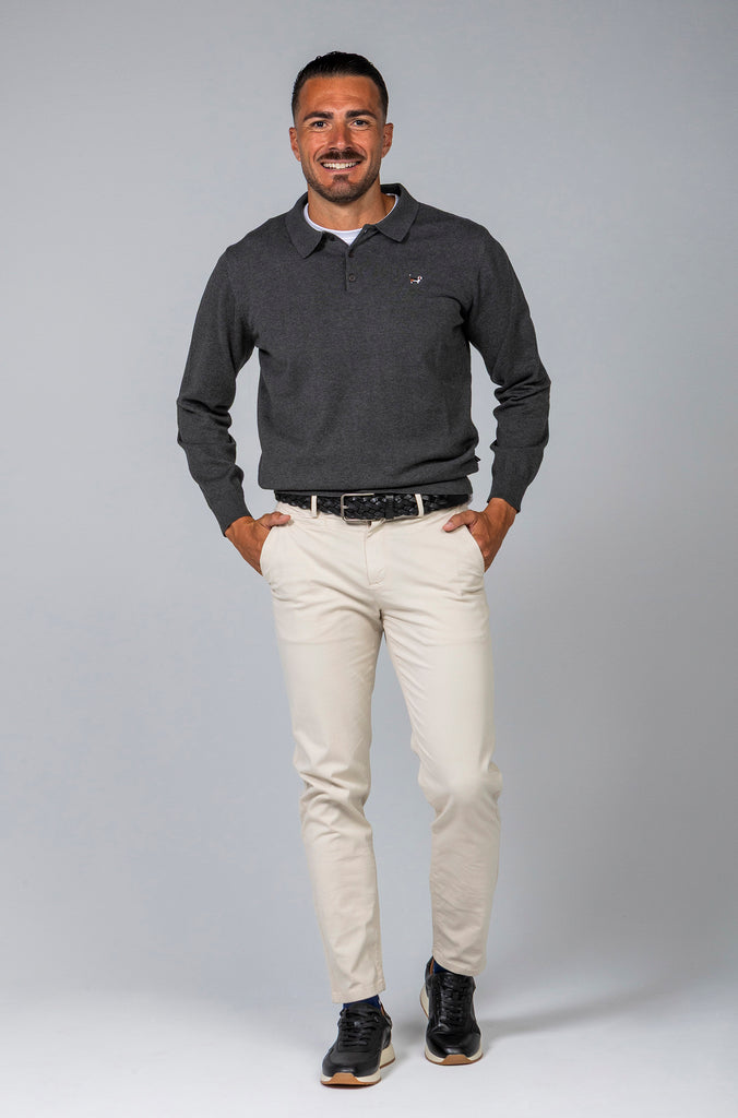Jersey Básico Cuello Polo Gris Plomo