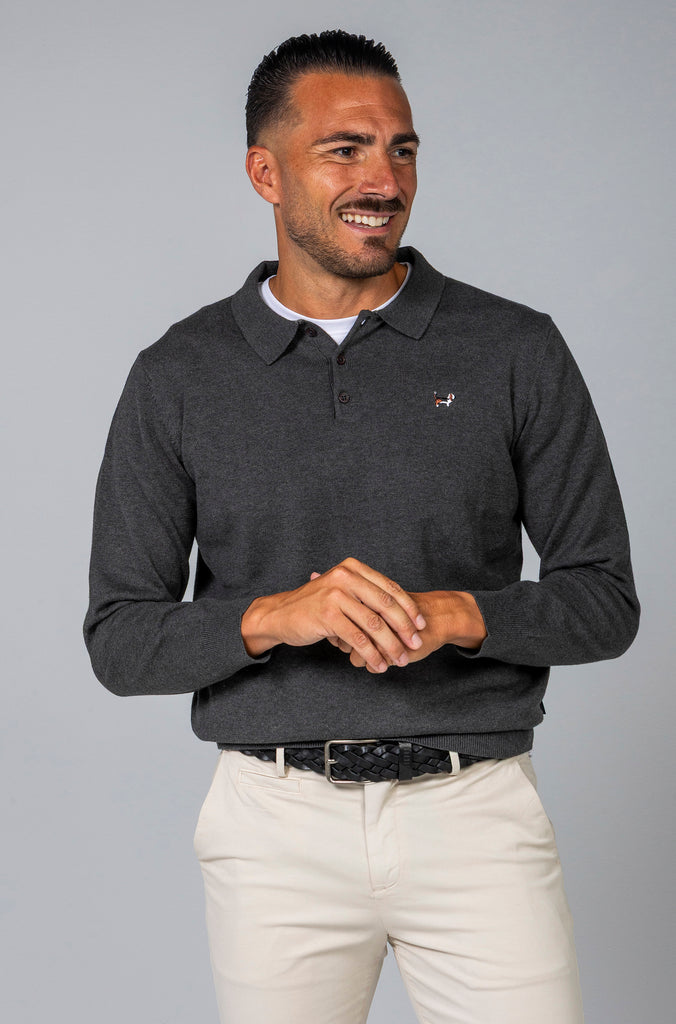 Jersey Básico Cuello Polo Gris Plomo