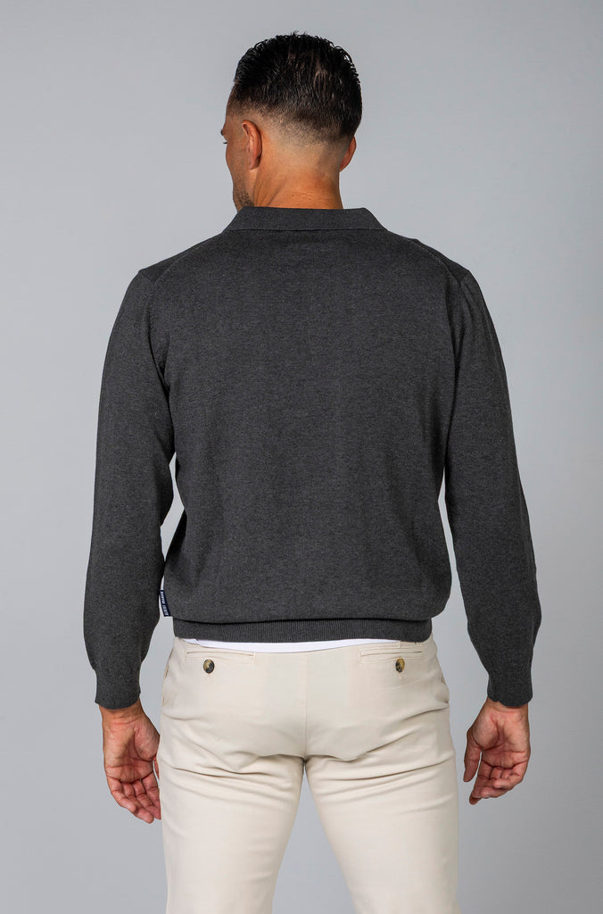Jersey Básico Cuello Polo Gris Plomo