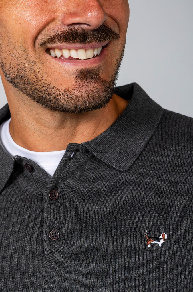 Jersey Básico Cuello Polo Gris Plomo